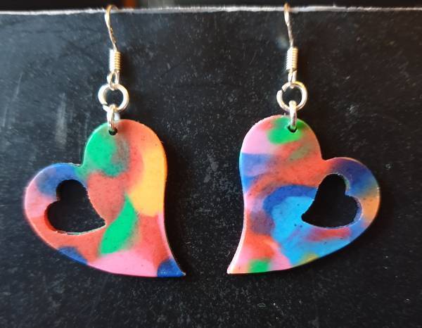 Heart earrings made from recycled plastic